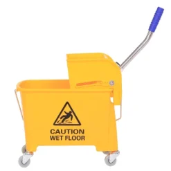 HOMCOM Putzwagen Fahreimer Putzeimer 20 Liter Wischwagen mit Presse 2 Kammern Gelb