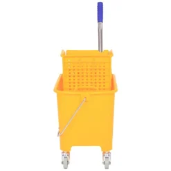 HOMCOM Putzwagen Fahreimer Putzeimer 20 Liter Wischwagen mit Presse 2 Kammern Gelb