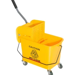 HOMCOM Putzwagen Fahreimer Putzeimer 20 Liter Wischwagen mit Presse 2 Kammern Gelb