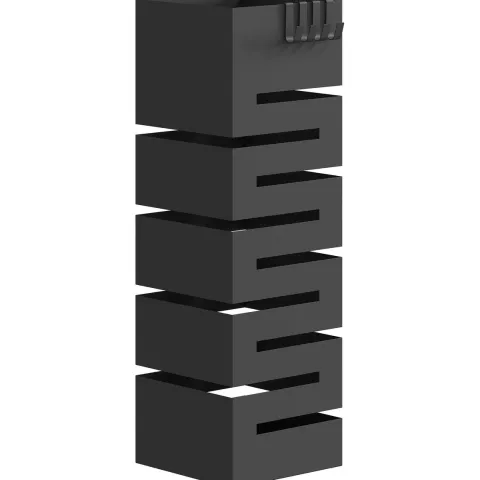 HOMCOM Regenschirmständer aus Metall, Quadratisch Schirmständer, Schirmhalter mit herausnehmbare Wasserauffangschale und 4 Haken, für Eingangsbereich, 15,5 x 15,5 x 49 cm, Schwarz