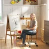 HOMCOM Rollhocker höhenverstellbar mit Rückenlehne Drehhocker 59-75 cm Arbeitshocker 360° drehbar Hocker Bürohocker für Büro Salon Massage Spa Schwarz