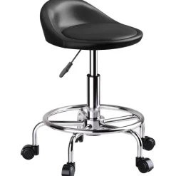 HOMCOM Rollhocker höhenverstellbar mit Rückenlehne Drehhocker 59-75 cm Arbeitshocker 360° drehbar Hocker Bürohocker für Büro Salon Massage Spa Schwarz