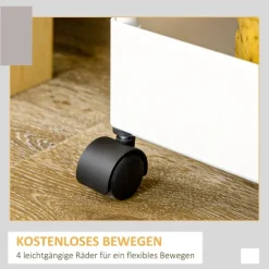 HOMCOM Rollwagen, Küchenwagen mit 4 Ebenen, Aufbewahrungsregal mit Rollen, Servierwagen mit Bremsen, Küchenregal für Schlafzimmer, Küche, Wohnzimmer, Kunststoff, Weiß, 40 x 19 x 90 cm