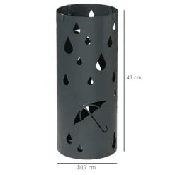 HOMCOM Schirmständer Regenschirmständer mit 4 Haken und abnehmbarer Tropfschale Schirmhalter für Gehstöcke & Regenschirme Stahl Ø17 x 41 cm Dunkelgrau