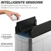 HOMCOM Sensor Mülleimer 55L Abfalleimer mit Soft-Close-Schmetterlingsdeckel Küchenmülleimer mit berührungslos Bewegungssensor aus fingerabdruckresistent Edelstahl für Küche Fitnessstudio Büro, Silber