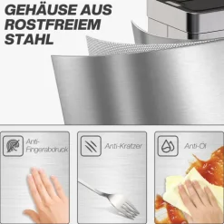 HOMCOM Sensor Mülleimer 55L Abfalleimer mit Soft-Close-Schmetterlingsdeckel Küchenmülleimer mit berührungslos Bewegungssensor aus fingerabdruckresistent Edelstahl für Küche Fitnessstudio Büro, Silber