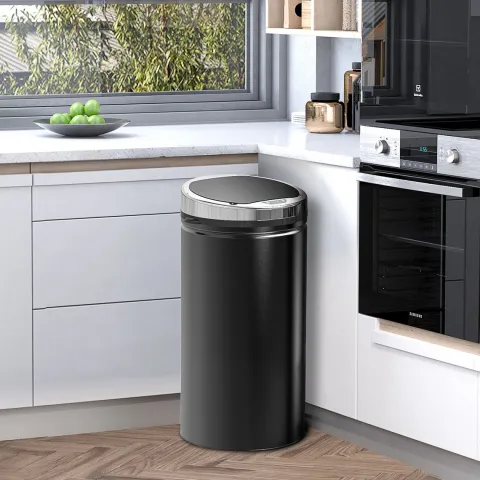HOMCOM Sensor Mülleimer 42L Automatischer Mülleimer mit Bewegungssensor, Abfalleimer Abfallbehälter Müllbehälter für Küchen Büro, Schlafzimmer, Schwarz