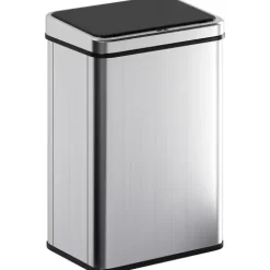 HOMCOM Sensor Mülleimer 40L Edelstahl Automatischer Mülleimer mit Soft-Close-Deckel Bewegungssensor fingerabdrucksicherer Abfalleimer Müllbehälter Abfallbehälter für Büro Schlafzimmer Küchen Silber