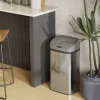 HOMCOM Sensor Mülleimer 48L Edelstahl Automatischer Mülleimer mit Bewegungssensor, Fingerabdruckresistente Abfalleimer Abfallbehälter Müllbehälter für Büro, Schlafzimmer, Küchen Silber