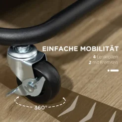 HOMCOM Servierwagen mit 3 Etagen Küchenwagen mit Griff Rollen Küchenregal mit Haken und Ablagekörben, Allzweckwagen Küchenrollwagen für Küche Büro Badezimmer, Schwarz