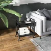 HOMCOM Servierwagen, Rollwagen mit 1 Schublade, 1 Ablage, Aufbewahrungswagen Beistellwagen mit Haken, Küchenwagen für Küche, Wohnzimmer, Stahl, Schwarz