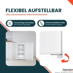 homeX Gefrierschrank Tiefkühlschrank klein 60L Nutzinhalt 4-Sterne Gefrieren Freezer kompakt freistehend weiß
