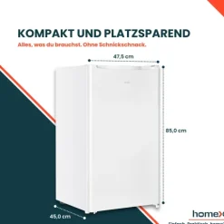 homeX Gefrierschrank Tiefkühlschrank klein 60L Nutzinhalt 4-Sterne Gefrieren Freezer kompakt freistehend weiß