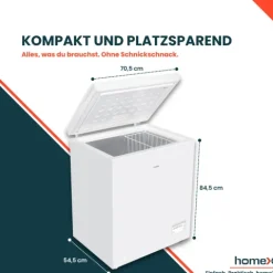 homeX Gefriertruhe Tiefkühltruhe klein 142L Nutzinhalt 4-Sterne Gefrieren Kühltruhe mit Super-Frost-Funktion weiß