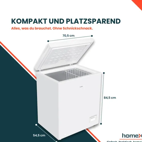 homeX Gefriertruhe Tiefkühltruhe klein 142L Nutzinhalt 4-Sterne Gefrieren Kühltruhe mit Super-Frost-Funktion weiß
