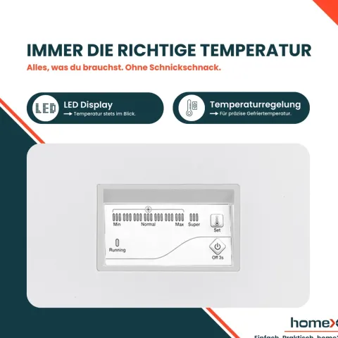 homeX Gefriertruhe Tiefkühltruhe klein 142L Nutzinhalt 4-Sterne Gefrieren Kühltruhe mit Super-Frost-Funktion weiß