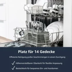 homeX Geschirrspüler vollintegriert Einbauspülmaschine 60 cm 14 Gedecke 5 Programme Aquastop GSEV6014AE