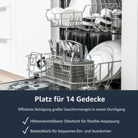 homeX Geschirrspüler vollintegriert Einbauspülmaschine 60 cm 14 Gedecke 5 Programme Aquastop GSEV6014AE