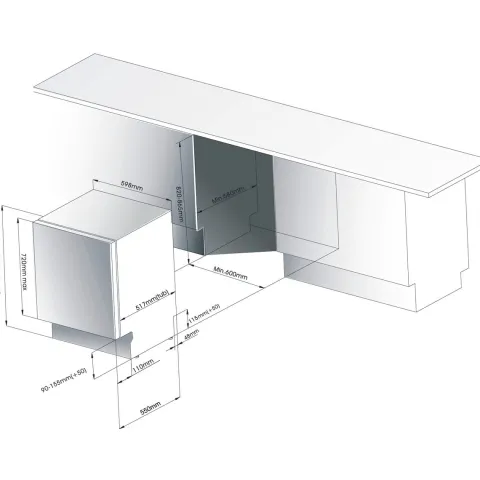 homeX Geschirrspüler vollintegriert Einbauspülmaschine 60 cm 14 Gedecke 5 Programme Aquastop GSEV6014AE