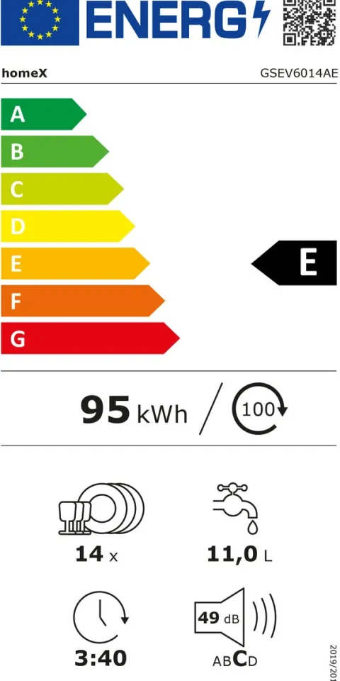 homeX Geschirrspüler vollintegriert Einbauspülmaschine 60 cm 14 Gedecke 5 Programme Aquastop GSEV6014AE