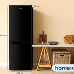 homeX Kühlschrank mit Gefrierfach Kühl-Gefrierkombination freistehend 173 Liter Nutzinhalt 40 dB CFS1110-B schwarz