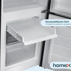 homeX Kühlschrank mit Gefrierfach Kühl-Gefrierkombination freistehend 173 Liter Nutzinhalt 40 dB CFS1110-B schwarz