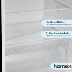 homeX Kühlschrank mit Gefrierfach Kühl-Gefrierkombination freistehend 173 Liter Nutzinhalt 40 dB CFS1110-B schwarz