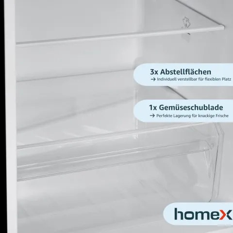 homeX Kühlschrank mit Gefrierfach Kühl-Gefrierkombination freistehend 173 Liter Nutzinhalt 40 dB CFS1110-B schwarz