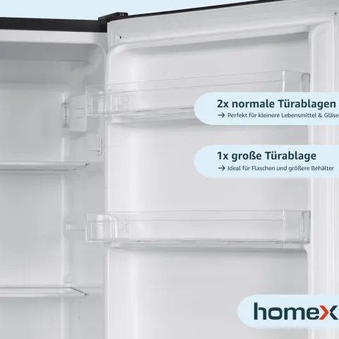 homeX Kühlschrank mit Gefrierfach Kühl-Gefrierkombination freistehend 173 Liter Nutzinhalt 40 dB CFS1110-B schwarz