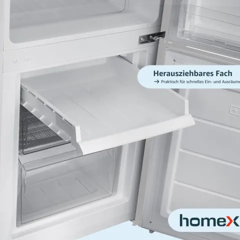 homeX Kühlschrank mit Gefrierfach Kühl-Gefrierkombination freistehend 173 Liter Nutzinhalt 40 dB CFS1110-W weiß
