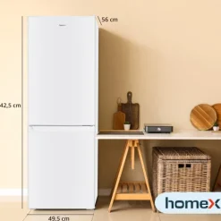 homeX Kühlschrank mit Gefrierfach Kühl-Gefrierkombination freistehend 173 Liter Nutzinhalt 40 dB CFS1110-W weiß
