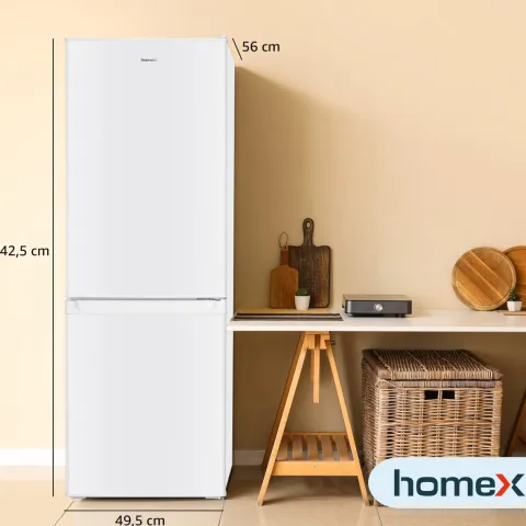homeX Kühlschrank mit Gefrierfach Kühl-Gefrierkombination freistehend 173 Liter Nutzinhalt 40 dB CFS1110-W weiß