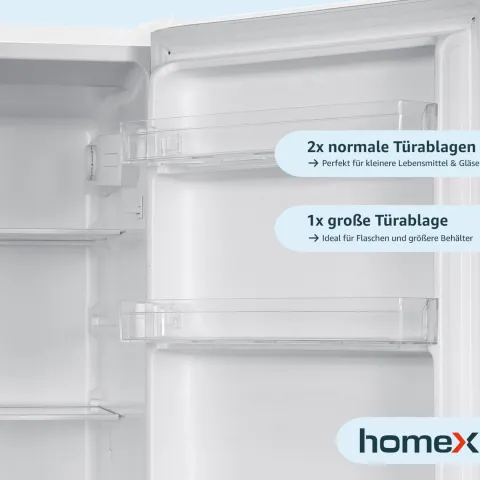 homeX Kühlschrank mit Gefrierfach Kühl-Gefrierkombination freistehend 173 Liter Nutzinhalt 40 dB CFS1110-W weiß