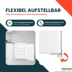 homeX Kühlschrank mit Gefrierfach klein Mini Kühl-Gefrierkombination 109 Liter freistehend 4-Sterne Gefrieren weiß