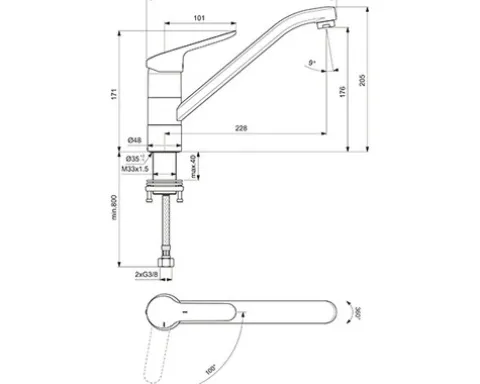 Ideal Standard Küchenarmatur CERAFLEX chrom BC132AA