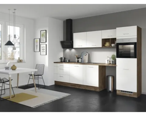 IMPULS Küchenzeile mit Geräten PESCE 320 cm space grey matt vormontiert Variante rechts IP120-IKZ13203K-K890-F954-A688-G705