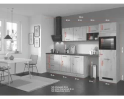 IMPULS Küchenzeile mit Geräten PESCE 320 cm space grey matt vormontiert Variante rechts IP120-IKZ13203K-K890-F954-A688-G705
