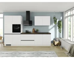IMPULS Küchenzeile mit Geräten ZANOTTI 340 cm weiß matt vormontiert Variante links IP315-IKC13403R-K517-F902-A688-G970