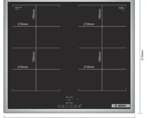 Induktionskochfeld mit Rahmen Bosch 58,3 x 51,3 cm 4 Kochzonen NVQ645CB6E