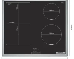 Induktionskochfeld mit Rahmen Bosch 583 x 513 mm 3 Induktionskochzonen, NVS645CB6E