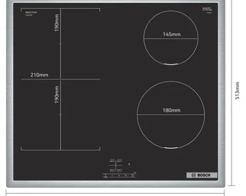 Induktionskochfeld mit Rahmen Bosch 583 x 513 mm 3 Induktionskochzonen, NVS645CB6E