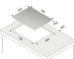 Induktionskochfeld Rahmenlos Amica 780 x 522 mm 4 Kochzonen KMI 772 680 C