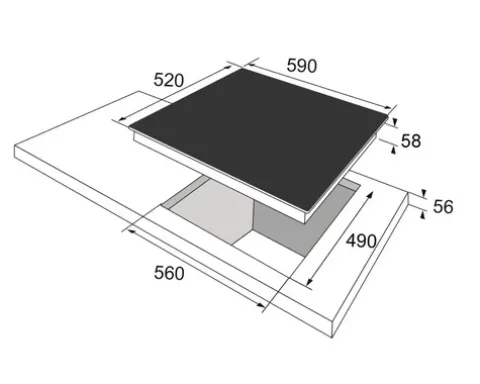 Induktionskochfeld Rahmenlos Amica 59 x 52 cm 4 Induktionskochzonen KMI 754 000 C