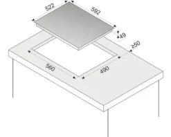 Induktionskochfeld Rahmenlos Amica 592 x 522 mm 4 Kochzonen KMI 774 660 C