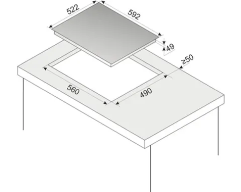 Induktionskochfeld Rahmenlos Amica 592 x 522 mm 4 Kochzonen KMI 776 660 C