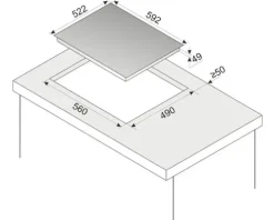 Induktionskochfeld Rahmenlos Amica 592 x 522 mm 4 Kochzonen KMI 776 660 F