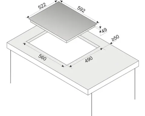 Induktionskochfeld Rahmenlos Amica 592 x 522 mm 4 Kochzonen KMI 776 660 F