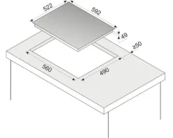 Induktionskochfeld Rahmenlos Amica 592 x 522 mm 4 Kochzonen KMI 772 660 C
