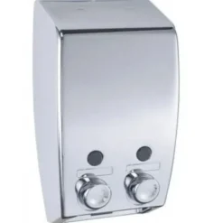 INNO Wandseifenspender Chrom 300 ml 2 Fach Seifenspender Wandmontage Kunststoff Dosierspender Shampoo Seife Badezimmer Hotel Hygiene Spender kompakt robust