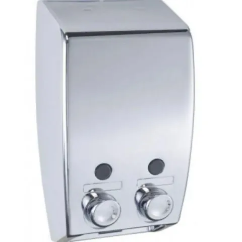INNO Wandseifenspender Chrom 300 ml 2 Fach Seifenspender Wandmontage Kunststoff Dosierspender Shampoo Seife Badezimmer Hotel Hygiene Spender kompakt robust